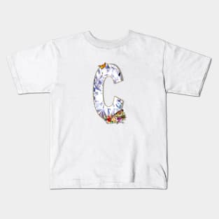 Name Initial Letter C and Golden Finch Kids T-Shirt